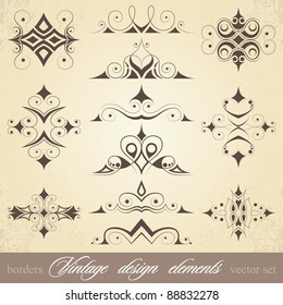 vintage design elements, borders and curls, vector set