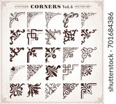 Vintage Design Elements Corners Borders Frames Set 4 Vector