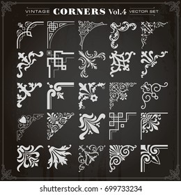 Vintage Design Elements Corners Borders Frames Set 4 Vector