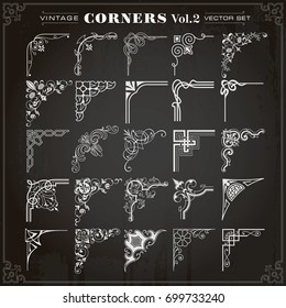 Vintage Design Elements Corners Borders Frames Set 2 Vector