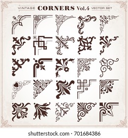 Vintage Design Elements Corners Borders Frames Set 4 Vector