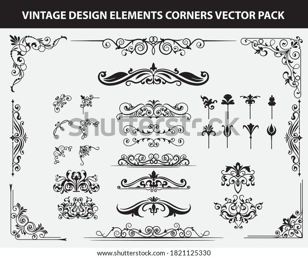 VINTAGE DESIGN\
ELEMENTS CORNERS VECTOR\
PACK