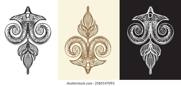 Vintage design elements. Decorative baroque monogram, ornament. Set of vector calligraphy illustration. Sketch of arabesque and flourish motif. For decoration, wedding, print and design