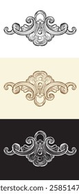 Vintage design elements. Decorative baroque monogram, ornament. Set of vector calligraphy illustration. Sketch of arabesque and flourish motif. For decoration, wedding, print and design