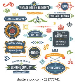 Vintage Design Elements Frames And Ornaments Set Isolated Vector Illustration