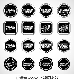 Vintage Design Elements. Labels In Retro And Vintage Style Isolated On Gray Background. Vector Illustration, Graphic Design.Lot Of Elements Useful For Design. Retro Vintage Styled Design