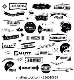 Vintage Design Elements. Labels In Retro And Vintage Style Isolated On White Background. Vector Illustration, Graphic Design Editable For Your Design. Styled Arrows Logo