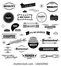 Vintage Design Elements. Labels In Retro And Vintage Style Isolated On White Background. Vector Illustration, Graphic Design Editable For Your Design. Styled Arrows Logo