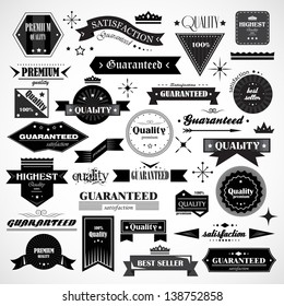 Vintage Design Elements. Labels In Retro And Vintage Style Isolated On Background. Vector Illustration, Graphic Design.Lot Of Elements Useful For Design. Logo Elements 