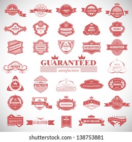 Vintage Design Elements. Labels In Retro And Vintage Style Isolated On Background. Vector Illustration, Graphic Design.Lot Of Elements Useful For Design. Logo Elements 