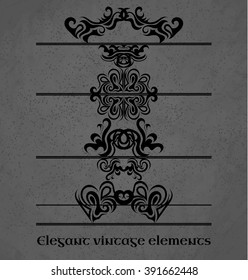 Vintage design elements on a gray shabby background. Making antique postcards, letters, documents, invitations, posters