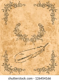 Vintage design elements on old paper sheet