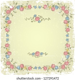 Vintage design elements on old paper sheet