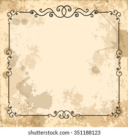 Vintage design elements on old paper sheet