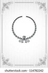Vintage design elements on striped silver background