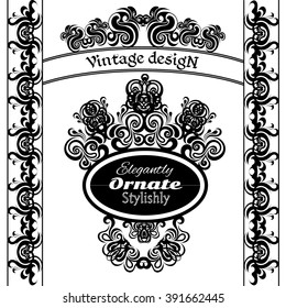 Vintage design elements on a white background. Making antique postcards, letters, documents, invitations, posters