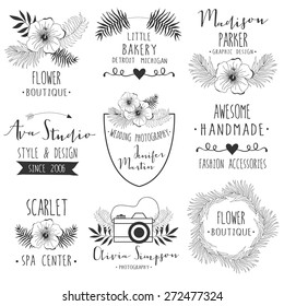 Vintage design elements. Retro style. arrows, labels, ribbons, symbols such as logos.