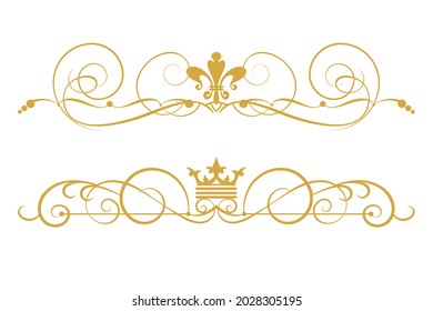 Elementos de diseño vintage de estilo real, dorado en blanco, conjunto vectorial