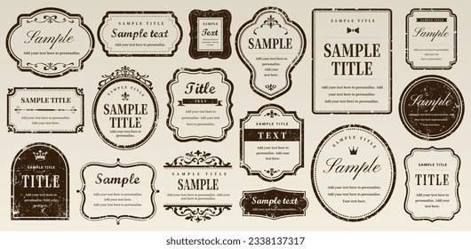 Vintage design elements set. Labels and badges, retro frame, luxury ornate logo symbols, vector illustration.