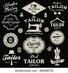  Vintage design elements. Set of retro labels, badges and icons