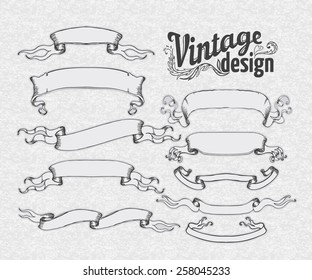 Vintage design elements set. Ribbons. Vector illustration.