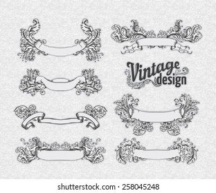 Vintage design elements set. Ribbons. Vector illustration.