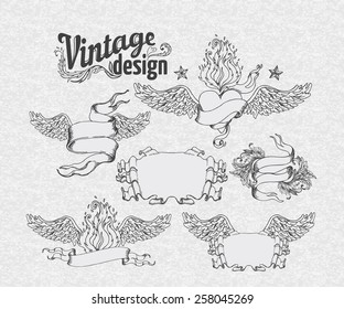 Vintage design elements set. Ribbons. Vector illustration.