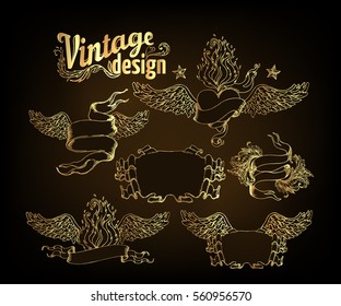 Vintage design elements set. Ribbons. Vector illustration.