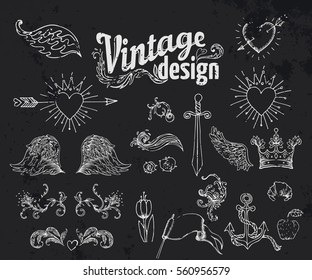 Vintage design elements set. Ribbons. Vector illustration.