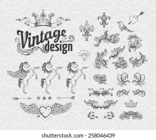 Vintage design elements set. Vector illustration.