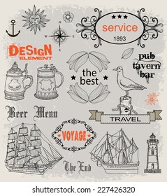 Vintage design elements. Travel. Set