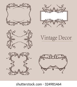 Vintage design elements vector set. Lots of useful elements to embellish your layout