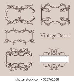 Vintage design elements vector set. Lots of useful elements to embellish your layout