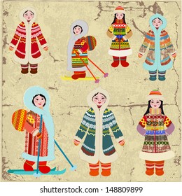 Vintage design with Eskimo women