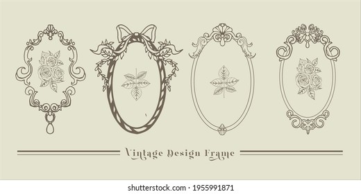 Vintage Design Frames for holiday, celebration, decoration, wedding, birthday, greeting, Thank you,  invitation, fashion, Beauty, Tattoo, use. 