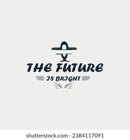  Vintage design the future is bright typography for print t shirt.