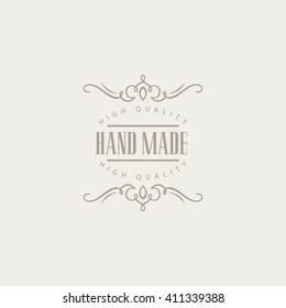 Vintage Design Hand Made Trademark Flat Vector Hand Drawn Decorative Picture For Label 