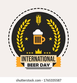 vintage design for international beer day badge logo and labels template design. Vector illustration. Suitable for landing pages, icons, stickers and posters.