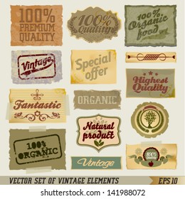 Vintage Design label Elements. Labels in retro and vintage style. Vector Illustration. Graphic Design Editable For Your Design.