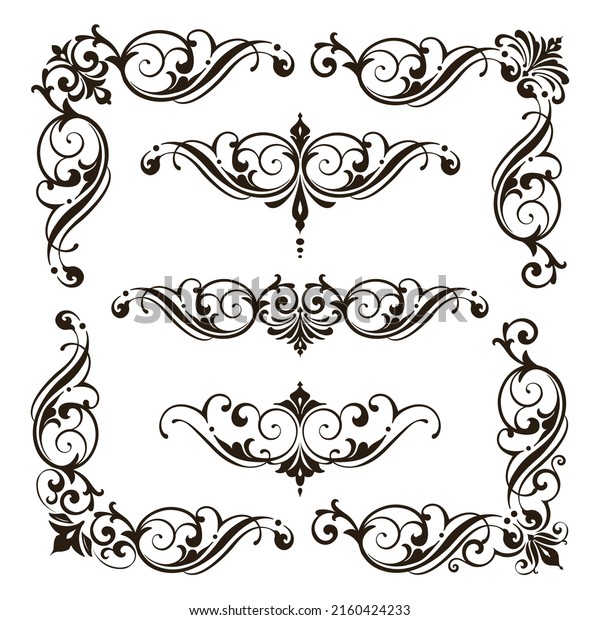 vintage design lace\
borders monogram logo and \
\
corners Vector set art deco floral\
ornaments\
\
\
elements\
