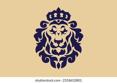 Vintage Design of Lion Head with Crown