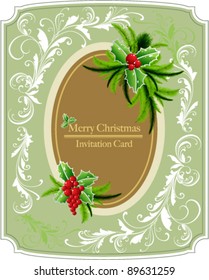 Vintage design Merry Christmas for invitation card.