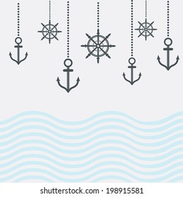 Vintage Design Nautical Template With Anchor 