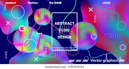 Vintage  design poster 3d, great design for any purposes.  Bright smooth mesh is blurred by a futuristic pattern in pink, blue, green, yellow, purple tones.  Minimal geometric cover.