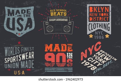 Vintage design print for t-shirt stamp, tee applique, fashion typography, badge, label clothing, jeans, and casual wear. Vector illustration.