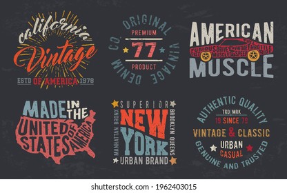 Vintage design print for t-shirt stamp, tee applique, fashion typography, badge, label clothing, jeans, and casual wear. Vector illustration.