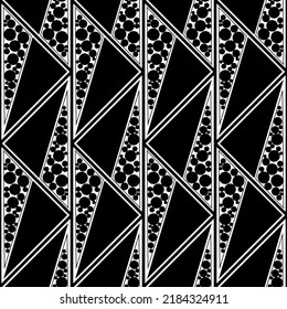 Vintage Design For Printing On Fabric. Seamless Pattern With Triangles And Dots. Scalable Vector Graphics. Repeating Background. Seamless Fabric Texture Print. Retro Ornament.