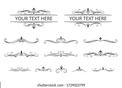 Vintage design set of frames and filigree dividers. Vector isolated ornate royal borders. Wedding templates. 