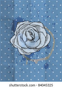 Vintage design. Tea rose. Paper grunge background