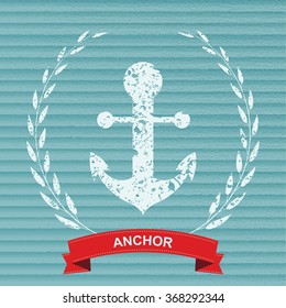 Vintage design template with anchor on blue background